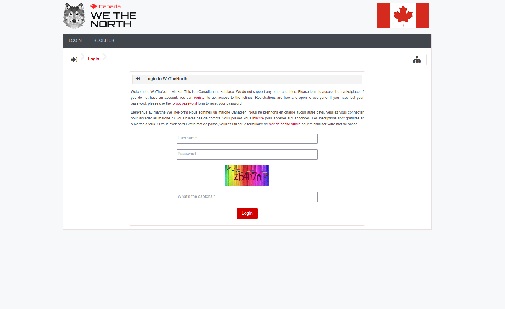 Login Interface - WeTheNorth Market Secure Access