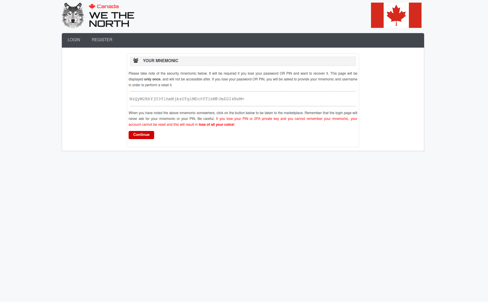 Mnemonic Phrase - WeTheNorth Market Account Recovery